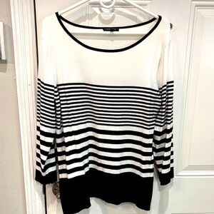 Spense Monochrome Striped Knit Top Large